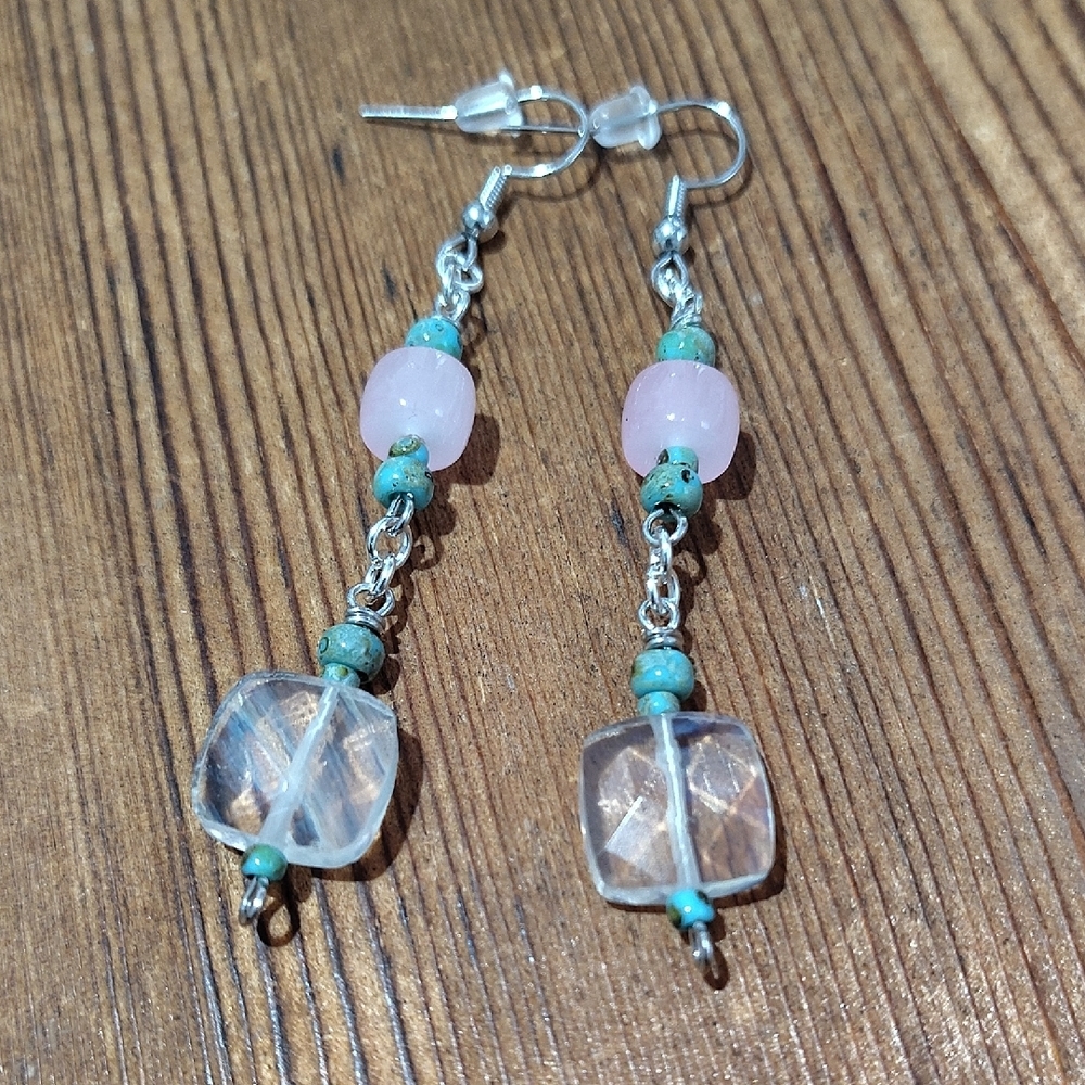 *5 For $20***Elegant Pink and Turquoise Dangle Earrings/Handmade Ladies Earrings